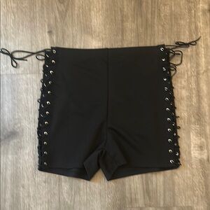 Black Lace-Up Women's Shorts